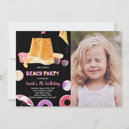 Photo Black Beach Invitations d'anniversaire (Devant)
