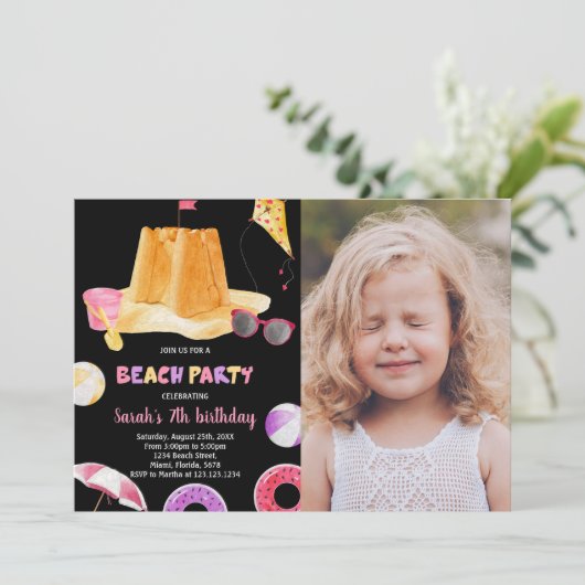 Photo Black Beach Invitations d'anniversaire (Debout devant)