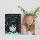 Photo Black Floral Princess Invitations d'annivers (Debout devant)