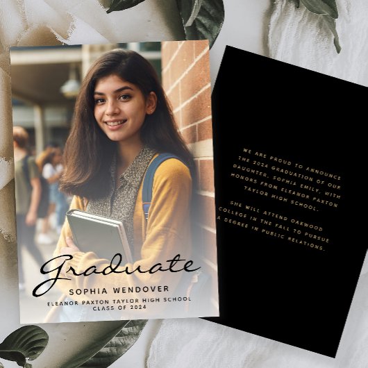 Photo Black Gold Graduation Faire-part 2024