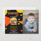 Photo Black Green Burger Anniversaire Invitations (Devant)