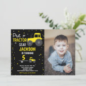 Photo Black Jaune Tracteur Invitations Anniversair (Debout devant)