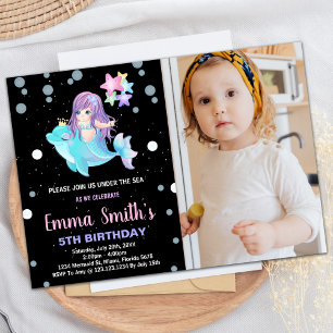 Photo Black Mermaid Invitations avec dauphin