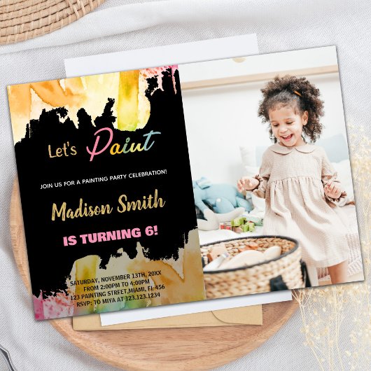 Photo Black Paint Anniversaire Invitations