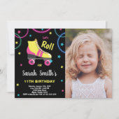 Photo Black Purple Pink Roller invitations (Devant)