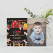 Photo Black Red Farm Animaux Invitations Anniversa (Debout devant)