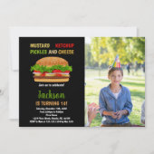 Photo Black Red Green Burger Invitations Anniversa (Devant)