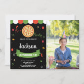 Photo Black Red Pizza Invitations Anniversaire (Devant)