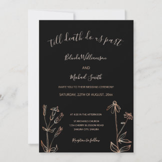 PHOTO | Black Rose Gold Wildflower | Goth Wedding  Kaart