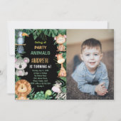 Photo Black Safari Jungle Anniversaire Invitations (Devant)