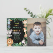 Photo Black Safari Jungle Anniversaire Invitations (Debout devant)