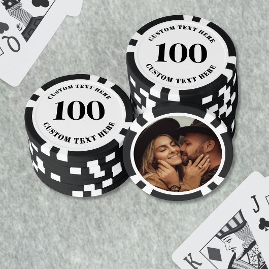 Photo Black White 100 Numbered Poker Chips