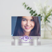 Photo blanc violet Quinceanera Invitations (Debout devant)