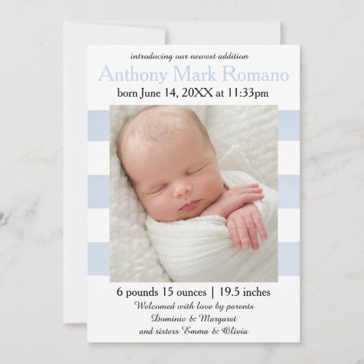 Photo Bleu/Blancs - Faire-part de naissance (Devant)