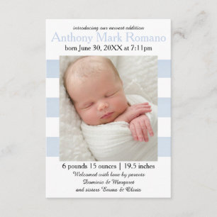 Photo Bleu/Blancs - Faire-part de naissance 3x5