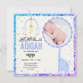 Photo Bleue Aqeeqah- Aqiqah- Invitation (Devant)