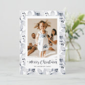 Photo Bleue Botanique Joyeuse Carte de Noël (Debout devant)