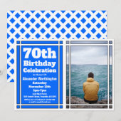 Photo Bleue Invitation de fête d'anniversaire 70e (Devant / Derrière)