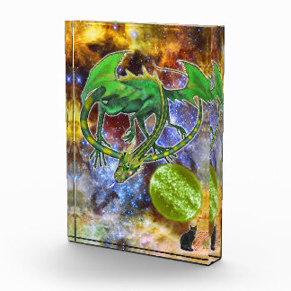 Photo Bloc Acrylique Dragon Cosmique Émeraude