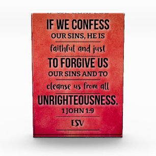 Photo Bloc de verset biblique en acrylique - 1 Jean 1:9 