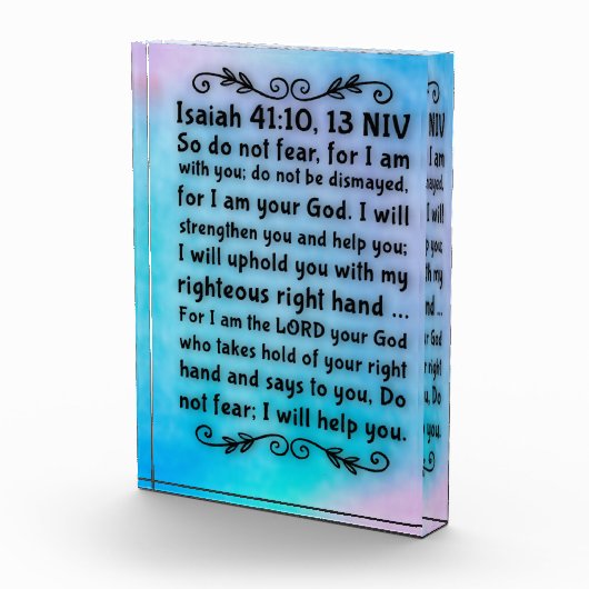 Photo Bloc de versets de la Bible acrylique - Ésaïe 41:1 (Droite)