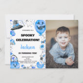 Photo Blue Ballon Halloween Invitations d'annivers (Devant)