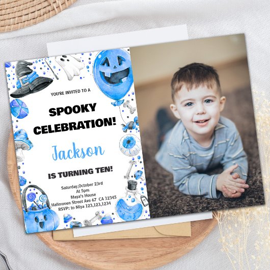 Photo Blue Ballon Halloween Invitations d'annivers