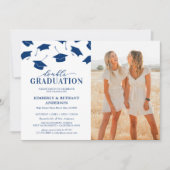 Photo Blue Double Graduation Party Invitations (Devant)