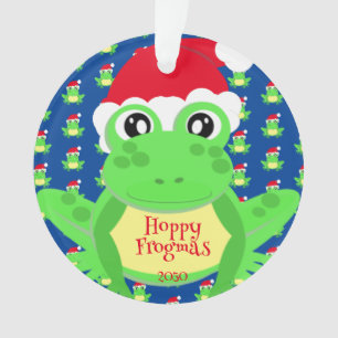 Photo Blue Frog Santa Hat Motif mignet Noël