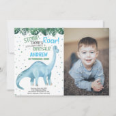 Photo Blue Green Dinosaur Invitations d'anniversai (Devant)