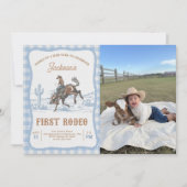 Photo Blue Western Cowboy First Rodeo Invitation  (Devant)