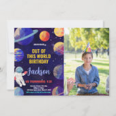 Photo Blue Yellow Outer Space Invitations d'annive (Devant)