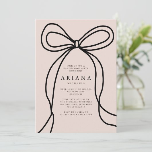 Photo Blush Bow moderne Invitation de la fête de g (Debout devant)