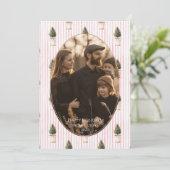 Photo Blush Christmas Tree Stripe Feestdagenkaart (Staand voorkant)