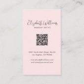 Photo Blush Pink Script Social Icon QR Code Makeup Visitekaartje (Achterkant)