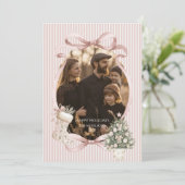 Photo Blush Ribbon Tree Christmas Feestdagenkaart (Staand voorkant)