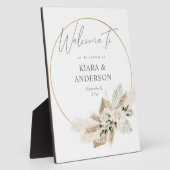 Photo Boho Pampas Grass Floral Circle Bienvenue Plaque (Côté)