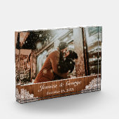 Photo Bois rustique et dentelle blanche Bloc de verre (Gauche)