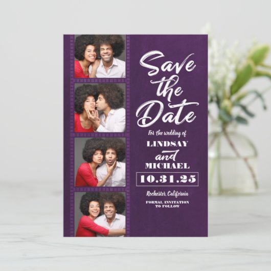 Photo Booth Bladwijzer thema Fun Save the Date (Staand voorkant)