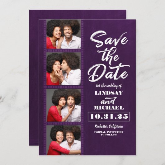 Photo Booth Bladwijzer thema Fun Save the Date (Voorkant / Achterkant)