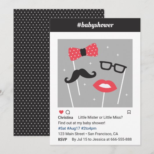 Photo Booth Genre Révéler Baby Shower Invitations (Devant / Derrière)