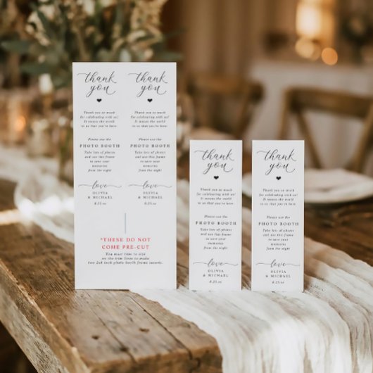 Photo Booth Insert Cards Black and White Wedding