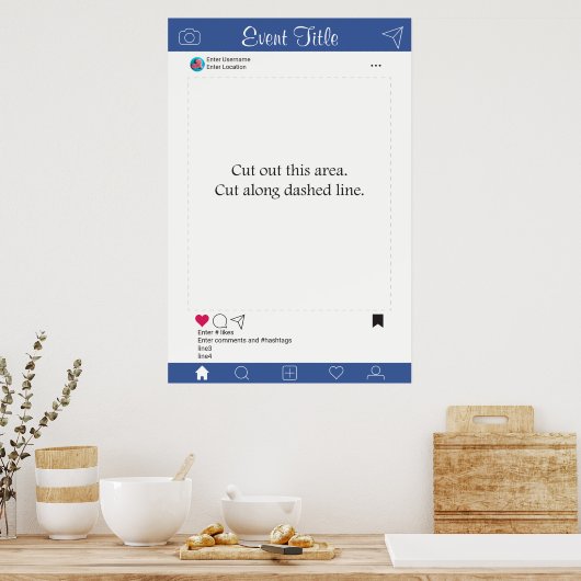 Photo Booth Prop Frame Poster Bleu (Cuisine)