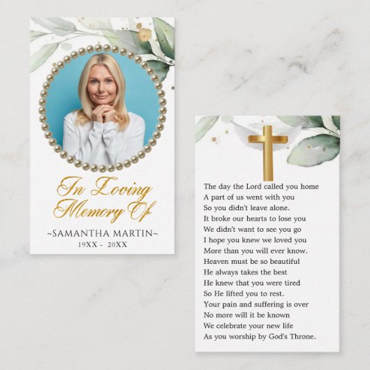 Photo botanique Carte de prière funéraire (Devant / Derrière)