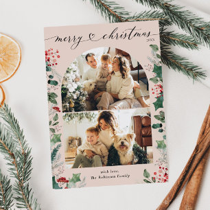 Photo Botanique rose pâle Joyeuse carte de Noël