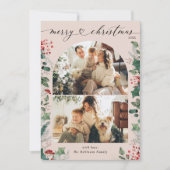 Photo Botanique rose pâle Joyeuse carte de Noël (Devant)