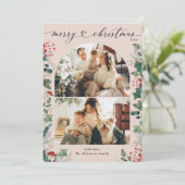 Photo Botanique rose pâle Joyeuse carte de Noël (Debout devant)