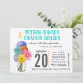 Photo Bouquet dans un Mason Jar Invitations de mar (Debout devant)