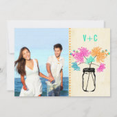 Photo Bouquet dans un Mason Jar Invitations de mar (Dos)