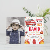 Photo Boy Birthday Firefighter Invitation Fireman (Debout devant)